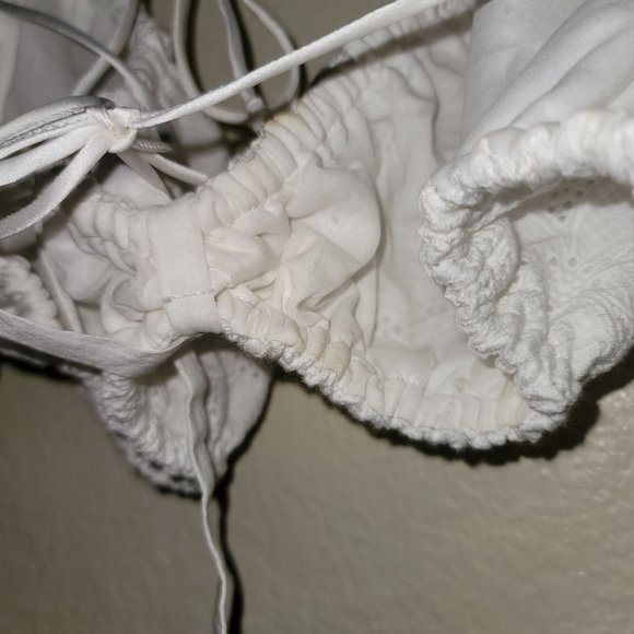 For Love & Lemons Myla White Puff Sleeve Top Size M - Picture 7 of 7